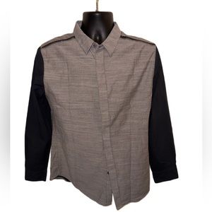 3.1 Phillip Lim 20th Anniversary Edition Men's Button Down Gray & Black Shirt